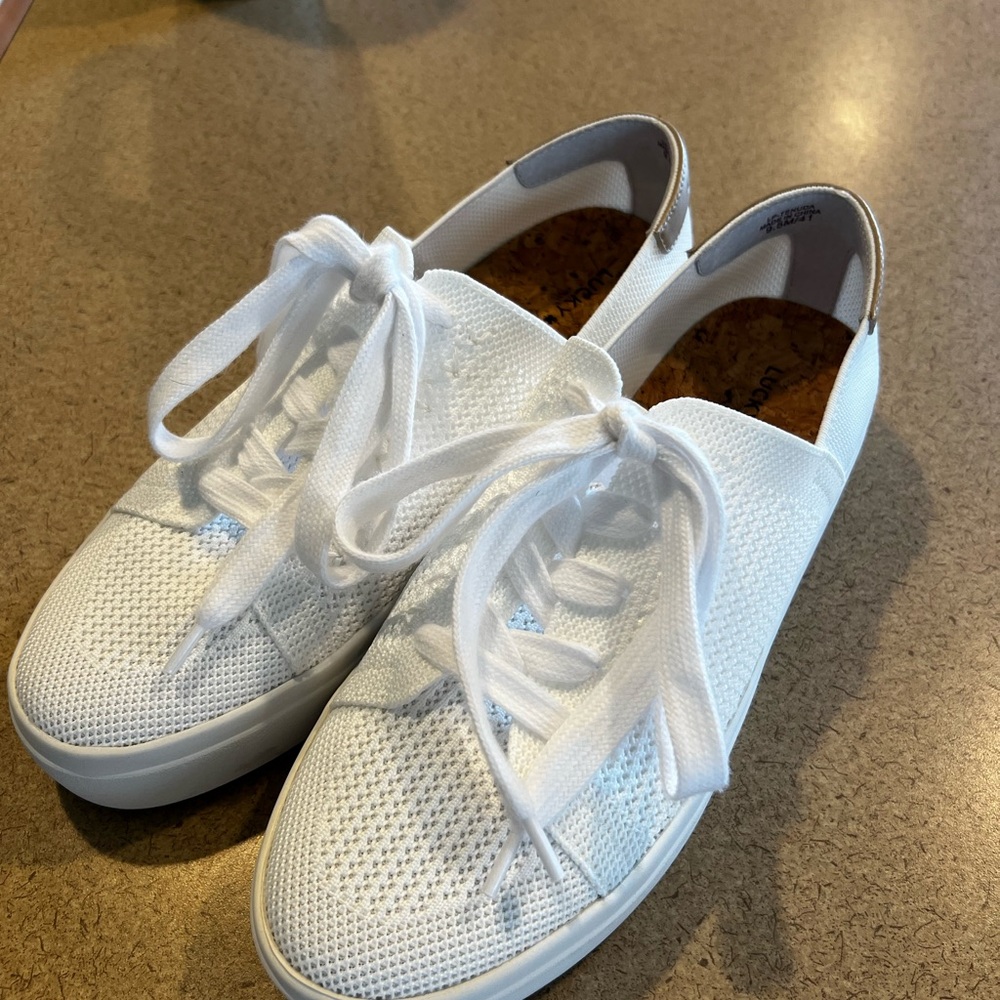 White Lace-Up Sneakers